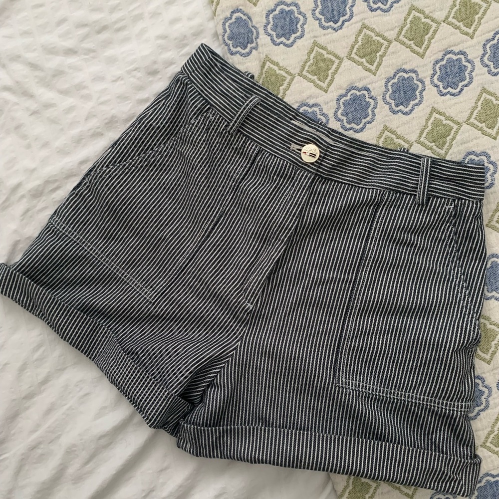 Maje grey and white striped shorts